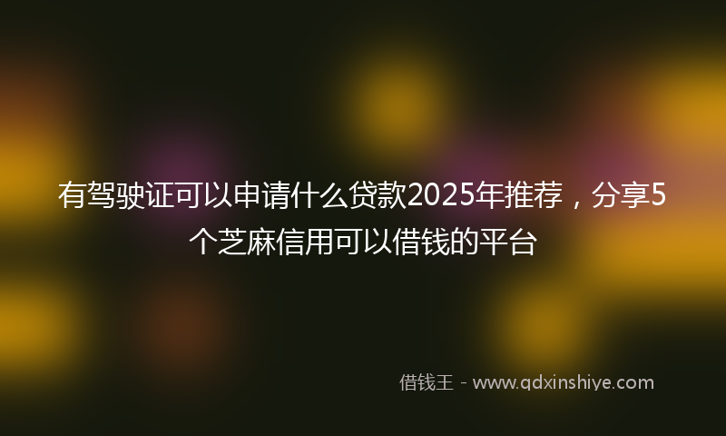 有驾驶证可以申请什么贷款2025年推荐，分享5个芝麻信用可以借钱的平台