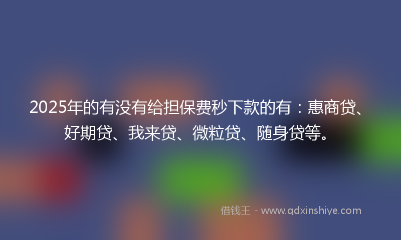 2025年的有没有给担保费秒下款的有：惠商贷、好期贷、我来贷、微粒贷、随身贷等。