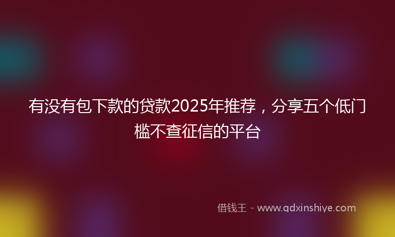 有没有包下款的贷款2025年推荐，分享五个低门槛不查征信的平台