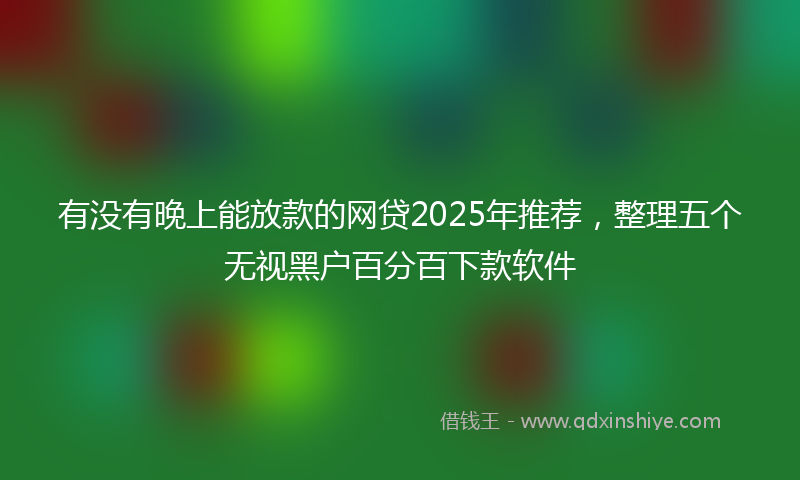 有没有晚上能放款的网贷2025年推荐，整理五个无视黑户百分百下款软件