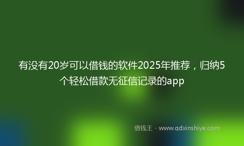 有没有20岁可以借钱的软件2025年推荐，归纳5个轻松借款无征信记录的app