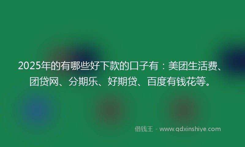 2025年的有哪些好下款的口子有：美团生活费、团贷网、分期乐、好期贷、百度有钱花等。