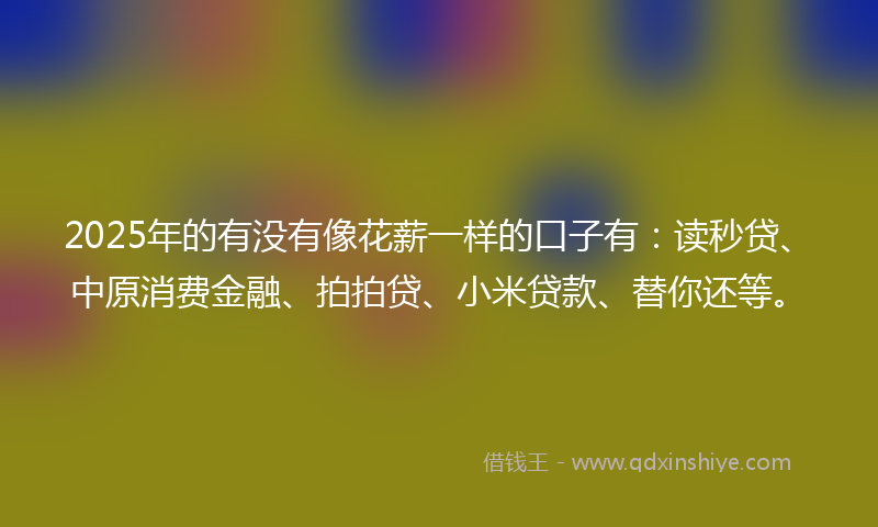 2025年的有没有像花薪一样的口子有：读秒贷、中原消费金融、拍拍贷、小米贷款、替你还等。