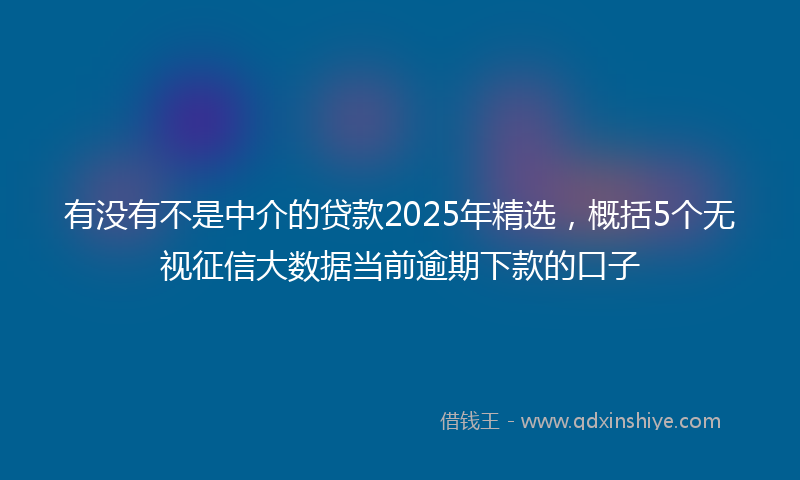 有没有不是中介的贷款2025年精选，概括5个无视征信大数据当前逾期下款的口子