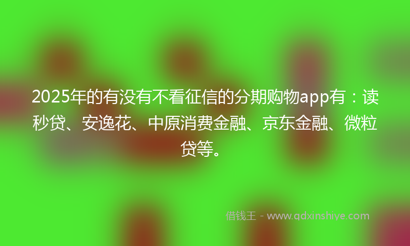 2025年的有没有不看征信的分期购物app有：读秒贷、安逸花、中原消费金融、京东金融、微粒贷等。