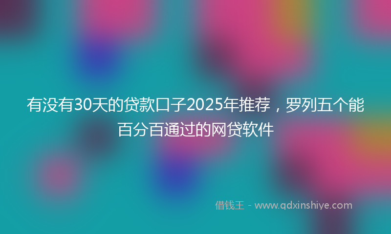 有没有30天的贷款口子2025年推荐，罗列五个能百分百通过的网贷软件