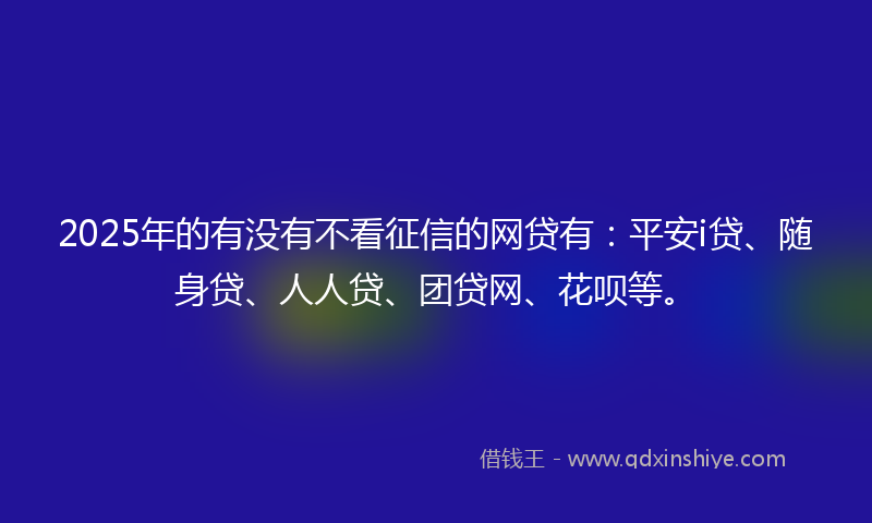 2025年的有没有不看征信的网贷有：平安i贷、随身贷、人人贷、团贷网、花呗等。