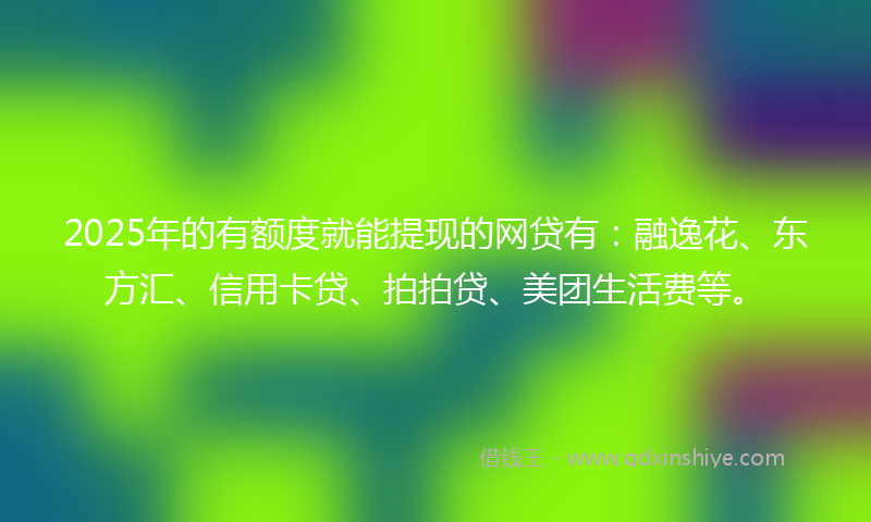 2025年的有额度就能提现的网贷有：融逸花、东方汇、信用卡贷、拍拍贷、美团生活费等。