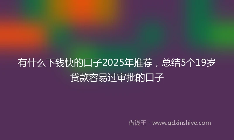 有什么下钱快的口子2025年推荐，总结5个19岁贷款容易过审批的口子