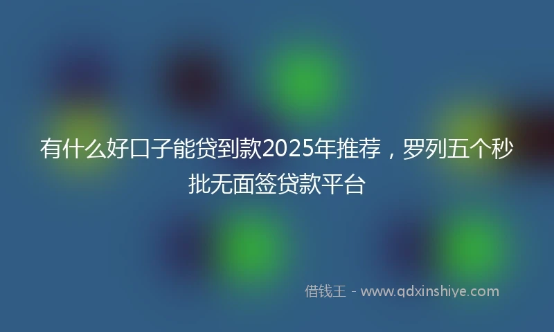 有什么好口子能贷到款2025年推荐,罗列五个秒批无面签贷款平台