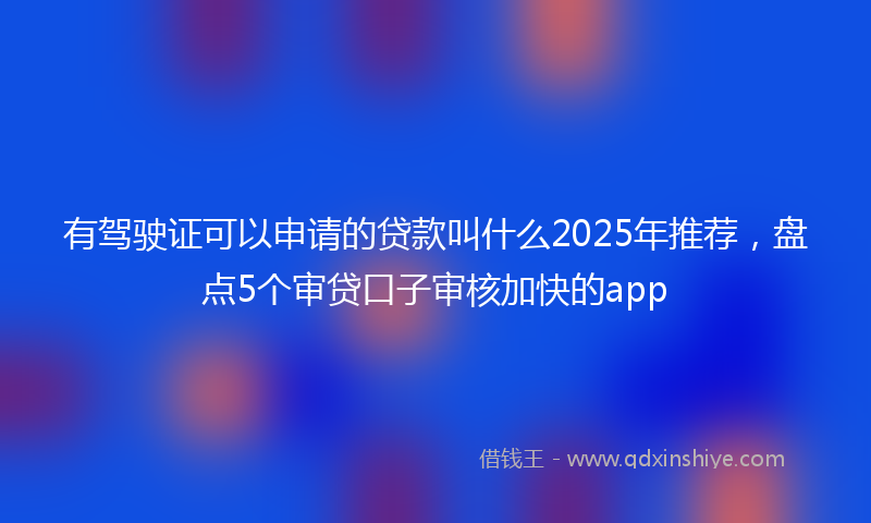 有驾驶证可以申请的贷款叫什么2025年推荐，盘点5个审贷口子审核加快的app