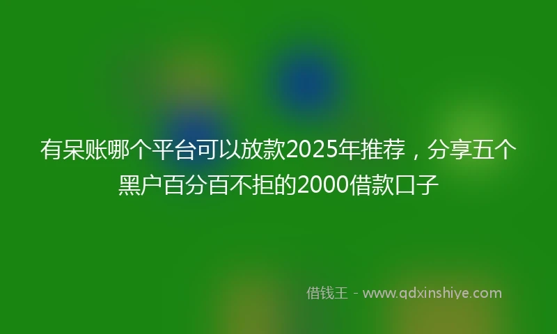 有呆账哪个平台可以放款2025年推荐，分享五个黑户百分百不拒的2000借款口子