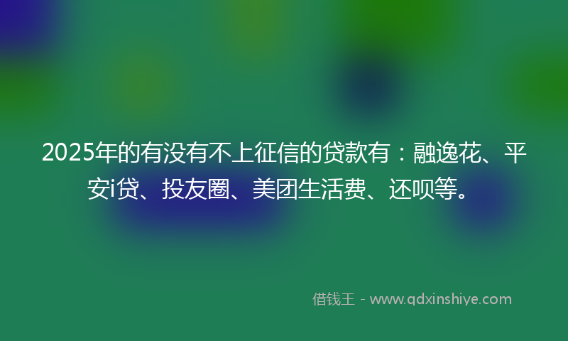 2025年的有没有不上征信的贷款有：融逸花、平安i贷、投友圈、美团生活费、还呗等。