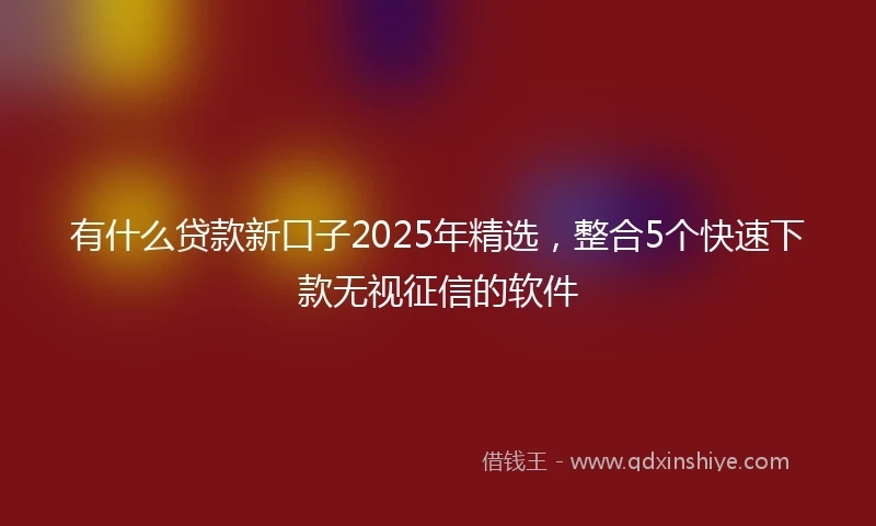 有什么贷款新口子2025年精选，整合5个快速下款无视征信的软件