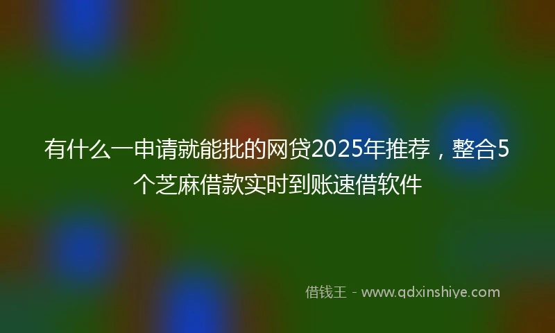 有什么一申请就能批的网贷2025年推荐，整合5个芝麻借款实时到账速借软件