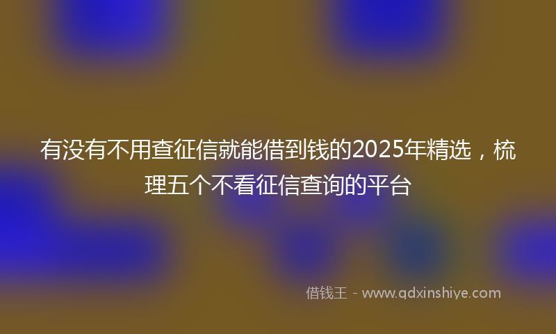 有没有不用查征信就能借到钱的2025年精选，梳理五个不看征信查询的平台
