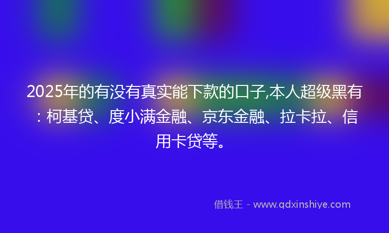 2025年的有没有真实能下款的口子,本人超级黑有：柯基贷、度小满金融、京东金融、拉卡拉、信用卡贷等。