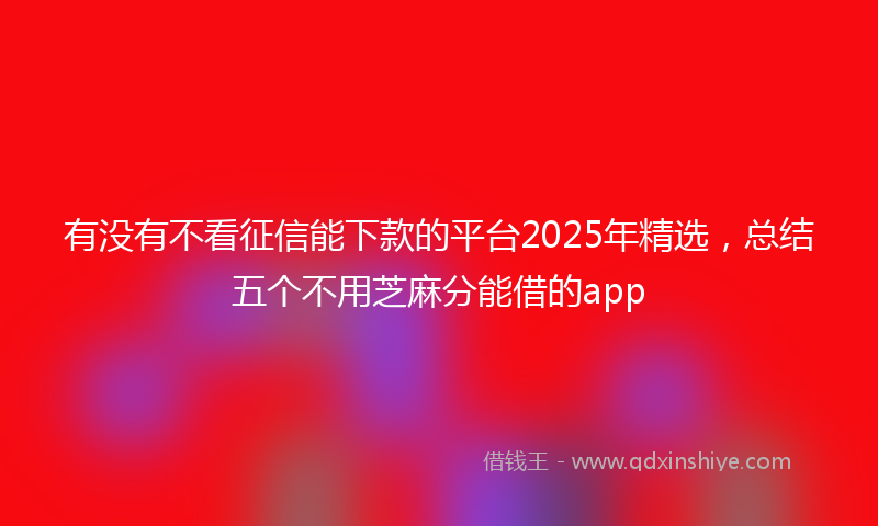 有没有不看征信能下款的平台2025年精选，总结五个不用芝麻分能借的app
