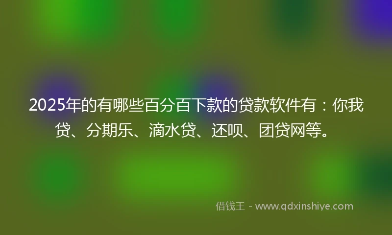 2025年的有哪些百分百下款的贷款软件有：你我贷、分期乐、滴水贷、还呗、团贷网等。