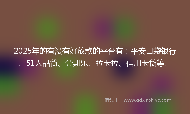 2025年的有没有好放款的平台有：平安口袋银行、51人品贷、分期乐、拉卡拉、信用卡贷等。