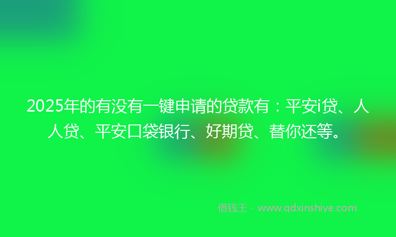 2025年的有没有一键申请的贷款有：平安i贷、人人贷、平安口袋银行、好期贷、替你还等。