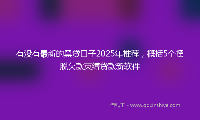 有没有最新的黑贷口子2025年推荐，概括5个摆脱欠款束缚贷款新软件