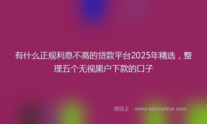 有什么正规利息不高的贷款平台2025年精选，整理五个无视黑户下款的口子