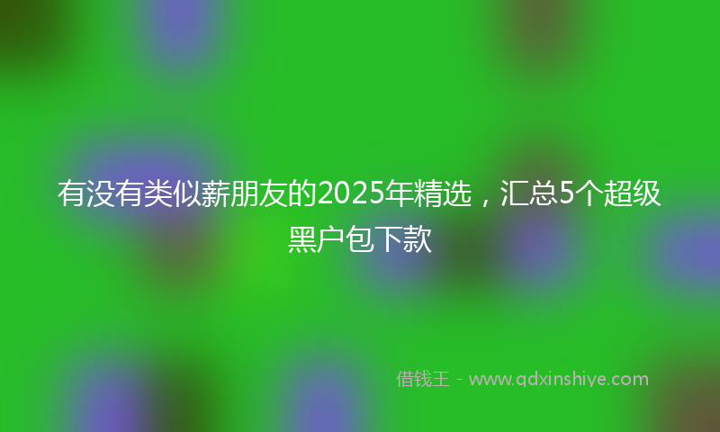 有没有类似薪朋友的2025年精选，汇总5个超级黑户包下款