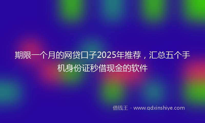 期限一个月的网贷口子2025年推荐，汇总五个手机身份证秒借现金的软件