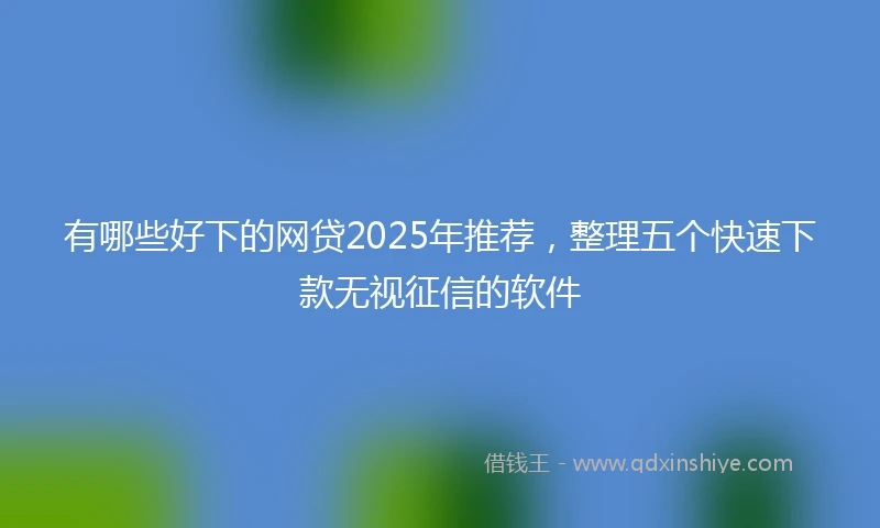 有哪些好下的网贷2025年推荐，整理五个快速下款无视征信的软件