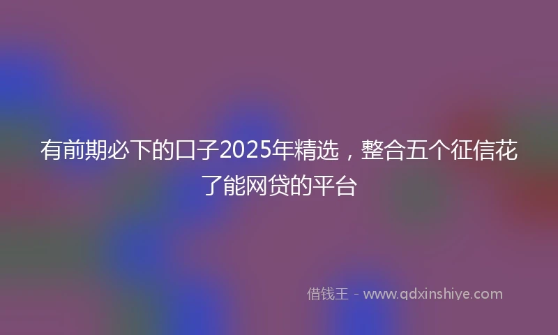 有前期必下的口子2025年精选，整合五个征信花了能网贷的平台