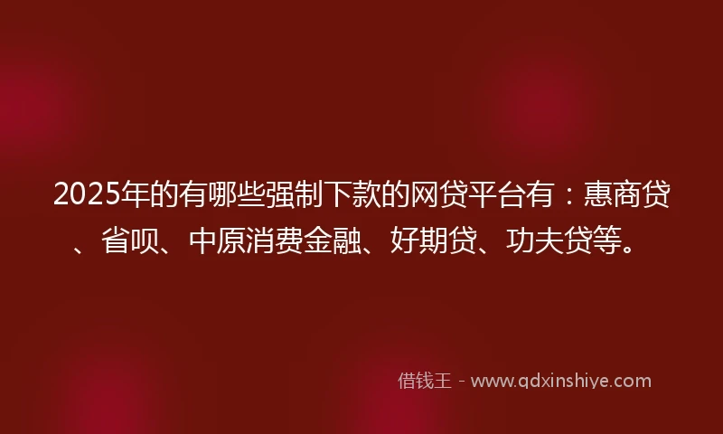 2025年的有哪些强制下款的网贷平台有：惠商贷、省呗、中原消费金融、好期贷、功夫贷等。
