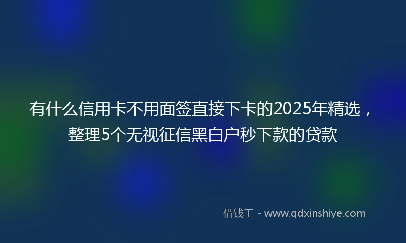 有什么信用卡不用面签直接下卡的2025年精选，整理5个无视征信黑白户秒下款的贷款