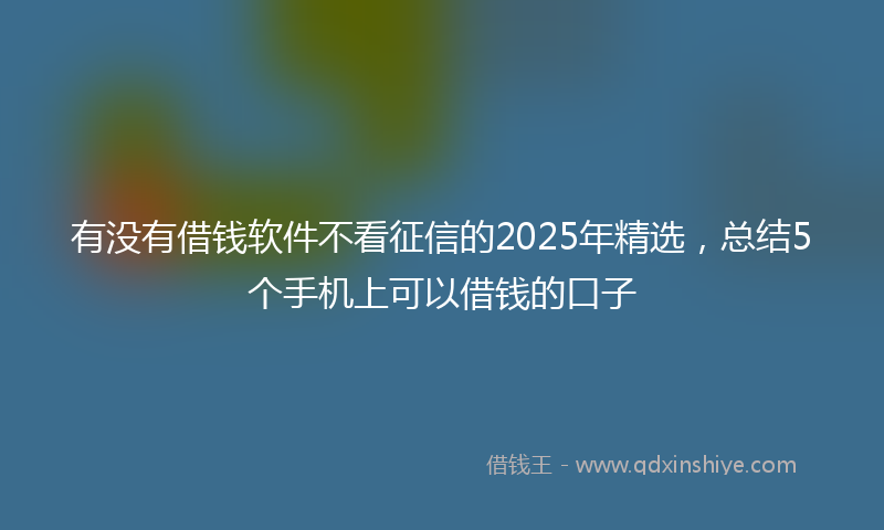 有没有借钱软件不看征信的2025年精选，总结5个手机上可以借钱的口子