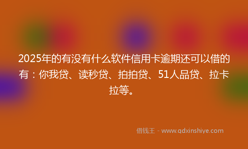 2025年的有没有什么软件信用卡逾期还可以借的有：你我贷、读秒贷、拍拍贷、51人品贷、拉卡拉等。