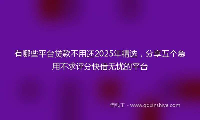 有哪些平台贷款不用还2025年精选，分享五个急用不求评分快借无忧的平台