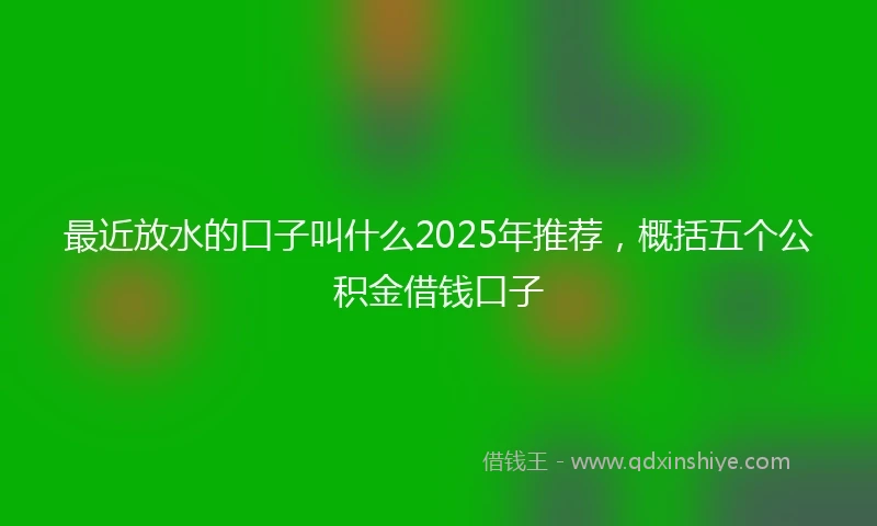 最近放水的口子叫什么2025年推荐，概括五个公积金借钱口子