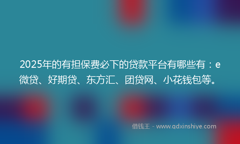 2025年的有担保费必下的贷款平台有哪些有：e微贷、好期贷、东方汇、团贷网、小花钱包等。