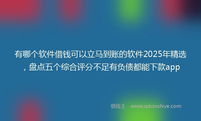 有哪个软件借钱可以立马到账的软件2025年精选，盘点五个综合评分不足有负债都能下款app