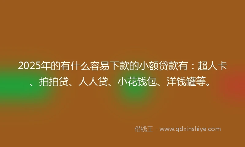 2025年的有什么容易下款的小额贷款有：超人卡、拍拍贷、人人贷、小花钱包、洋钱罐等。