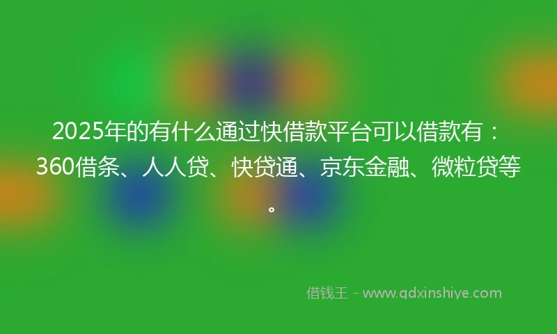 2025年的有什么通过快借款平台可以借款有：360借条、人人贷、快贷通、京东金融、微粒贷等。