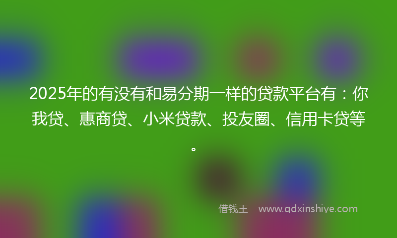 2025年的有没有和易分期一样的贷款平台有:你我贷、惠商贷、小米贷款、投友圈、信用卡贷等。