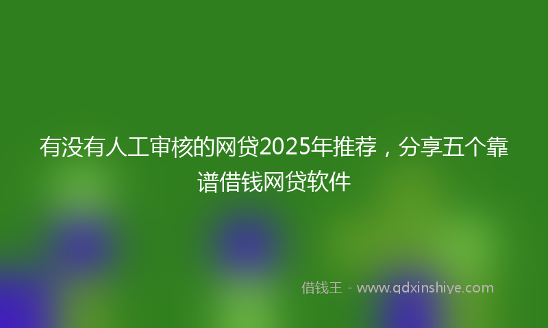 有没有人工审核的网贷2025年推荐，分享五个靠谱借钱网贷软件