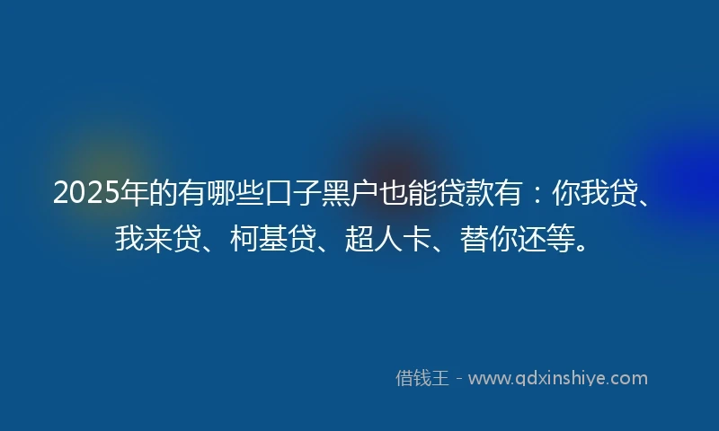 2025年的有哪些口子黑户也能贷款有：你我贷、我来贷、柯基贷、超人卡、替你还等。