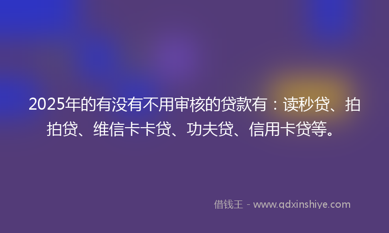 2025年的有没有不用审核的贷款有：读秒贷、拍拍贷、维信卡卡贷、功夫贷、信用卡贷等。
