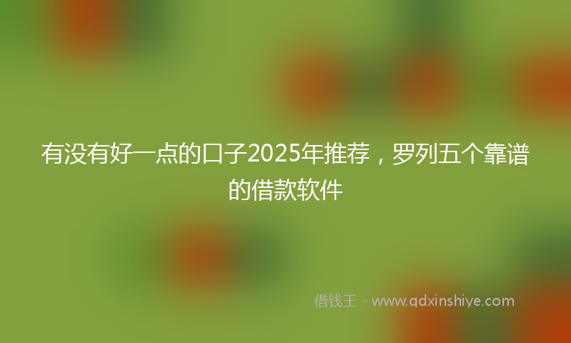 有没有好一点的口子2025年推荐，罗列五个靠谱的借款软件