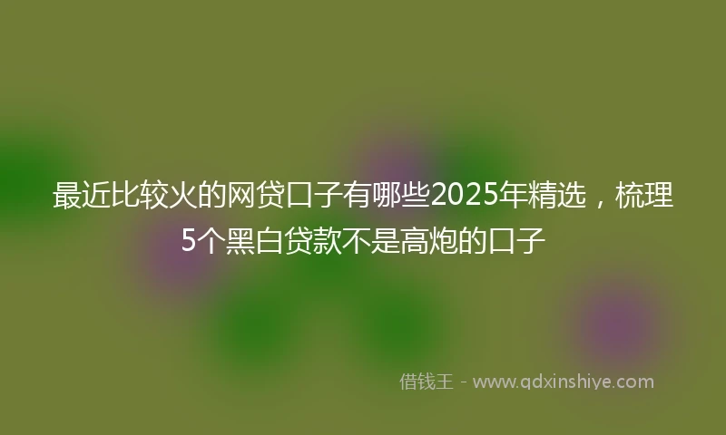 最近比较火的网贷口子有哪些2025年精选，梳理5个黑白贷款不是高炮的口子