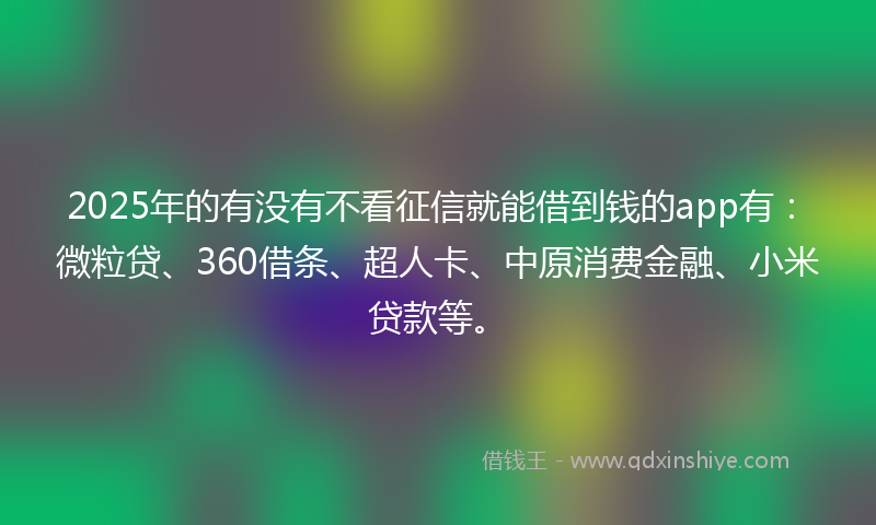 2025年的有没有不看征信就能借到钱的app有：微粒贷、360借条、超人卡、中原消费金融、小米贷款等。