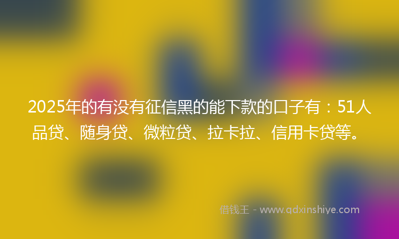 2025年的有没有征信黑的能下款的口子有：51人品贷、随身贷、微粒贷、拉卡拉、信用卡贷等。