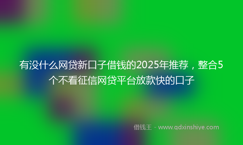 有没什么网贷新口子借钱的2025年推荐，整合5个不看征信网贷平台放款快的口子
